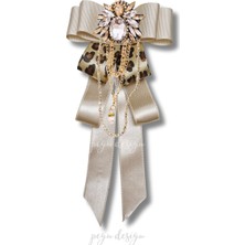 Pegu Shine Seri Ekru Grogren Kurdele Taşlı Yaka Çiçeği Broş Okul,iş,şal,gömlek