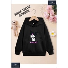 Sinser Teks Kız/erkek Çocuk Beyaz Kapüşonlu Kuromı Baskılı Sweatshirt Rahat Tasarım