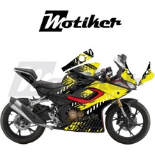 Motiker Rks Srk 125R Kaplama Motosiklet Sticker Etiket Modeli Racing Sport Desen Sarı Siyah Beyaz