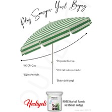 Düvenci Toptan Plaj Şemsiyesi Yeşil Beyaz 180 cm Çap 8 Telli Eğim Verilir Bidonsuz ve Rosie Hediye