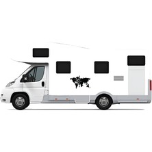 Motiker Dünya Haritası ve Pusula Karavan Off Road Sticker Etiket
