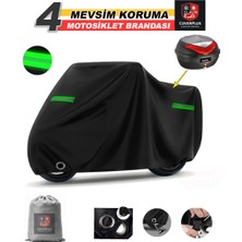 Encover Rks RK125-R Reflektörlü Siyah (Arka Çanta Uyumlu) Motosiklet Brandası,motor Branda Motor Örtüsü (Güvenlik Kilidi ve Bağlantı Tokalı)