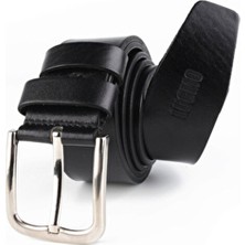 Lugmo Orjinal Deri Erkek Kemer Siyah 4,5 cm