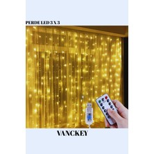 Vanckey 3x3 Metre USB Peri LED Kumandalı Perde Asma Kancalı Peri LED Yılbaşı LED Gün Işığı LED Işık 8 Modlu