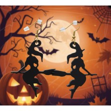 Kanem3D 2 Çift Uçan Süpürgeli Cadı Küpe