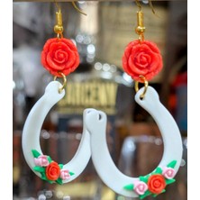 Kanem3D Nallı Gül Küpeler