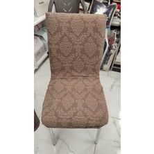 Mandaş Tekstil Mandaş 6lı Set Jakarlı Lastikli Eteksiz Sandalye Kılıfı-Şal Desen Kahve