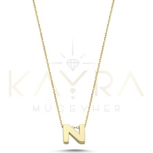 Kayra Mücevher Taşsız N Harfli Altın Kolye BM123