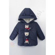 Bebek Vadisi Su Geçirmez Içi Kürklü Peluş Fermuarlı Kalın Kapüşonlu Şişme Kar Kışlık Erkek Bebek Mont Çocuk Kaban