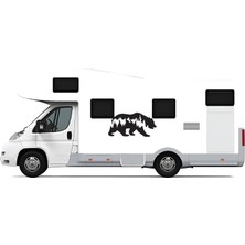 Motiker Ayı ve Dağ Karavan Off Road Sticker Etiket
