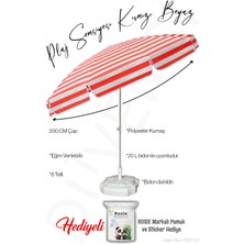 Düvenci Toptan Plaj Şemsiyesi 8 Telli Kırmızı Beyaz Renk 200 cm Çap Bidonlu Eğim Verilir ve Rosie Hediye