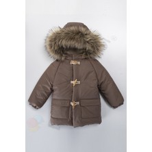 Bebek Vadisi Yeni Varaklı Peluş Kürklü Fermuarlı Kapitone Kapüşonlu Kar Şişme Kışlık Erkek Bebek Mont Çocuk Kaban