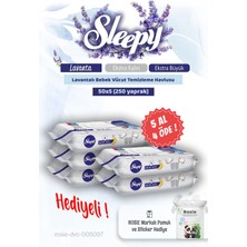 Sleepy 5 Al 4 Öde Lavantalı Bebek Vücut Temizleme Mendili 50'li ve Rosie Pamuk
