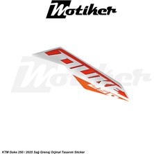Motiker Ktm Duke 250 2025 Beyaz Orjinal Sticker Etiket Tasarım Modeli Sağ Grenaj Sticker