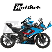 Motiker Rks Srk 125R Kaplama Motosiklet Sticker Etiket Modeli Racing Sport Desen Mavi Siyah Beyaz