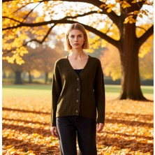 Benerly Kadın Konforlu Fitilli Dokulu Geniş Kalıp V Yaka Triko Hırka Günlük Şıklık ve Sağlar Rahat