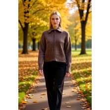 Benerly Kadın Yumuşak Dokulu Geniş Kalıp Fermuarlı Triko Hırka Günlük Stilinize Konforlu ve Şık Bir Dokunuş