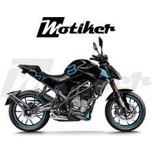 Motiker Cfmoto NK250 2024-2025 Yeni Kasa Parçalı Kaplama Sticker Etiket Modeli Gri - Turkuaz Renk Fox Divided Tasarım