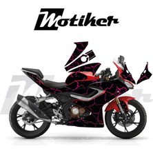 Motiker Rks SRK125R Kaplama Motosiklet Sticker Etiket Modeli Şimşek Desen Pembe