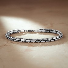 Takılingo 925 Ayar Gümüş Vintage Eskitme Tasarım Hediyelik Erkek Bileklik