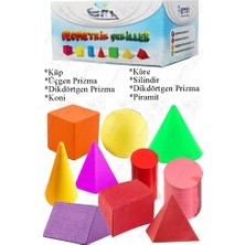 Artlantis Geometrik Cisimler ve Şekiller 1 Paket Matematik Ders Materyali 10 Parça Prizma Küp Silindir Küp Koni Üçgen Piramit