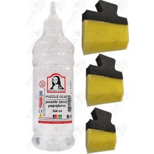Artlantis Puzzle Yapıştırıcı 500 ml 1 Adet ve Yassı Patpat Sünger Fırça Seti 3 Lü Monalisa Yapboz Pazıl Yapıştırıcısı Şeffaf