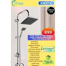 Titak Lüks Kare Siyah Yağmurlama Robot Tepe Duş Seti - Duş Başlığı Takımı 407KROM