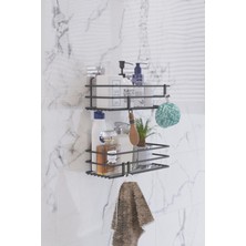 Empressco Iki Parçalı Pratik Yapışkanlı Banyo Rafı, Siyah, Kolay Montaj