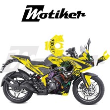 Motiker Bajaj RS200 Sticker Joker Model Parçalı Motosiklet Kaplama Sticker Etiket Modeli Sarı Siyah Yeşil