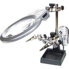 Belle Fusion Ayarlanabilir Başlıklı Elektronikçi Yardım Lehim Standı ile Ledli Büyüteç