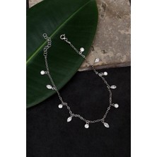 Sunshine 925 Ayar Gümüş Minimalist  Mekik Taşlı Halhal Ayak Bilekliği
