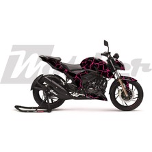 Motiker Apache Rtr 200 Kaplama Sticker Etiket Modeli Şimşek Desen Pembe Siyah