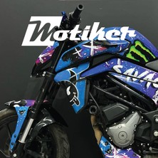 Motiker CF MOTO NK250 Savage HJC Pembe Mavi Parçalı Kaplama Sticker Etiket Modeli  2023 2.Kasa Uyumlu