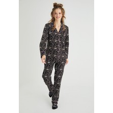 Hello Kitty Lisanslı Düğmeli Uzun Kol Pijama Takım Roz-54