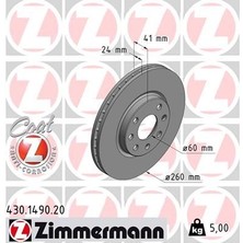 Zimmermann Ön Fren Aynası Corsa C - Combo C 01 11 Merıva A 03 10 Tıgra 04 09 260X24X4DL Havalı