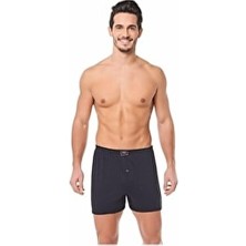 Seher Düğmeli Erkek Boxer %100 Pamuklu Düz Desenli 6 Yıldızı Paça Tipi