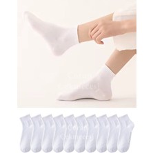 Çorap Çekmecesi Kısa Konç Kolej Çorap Modeli Unisex 10'lu Beyaz