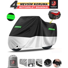 Encover Vespa Gts 125 Reflektörlü Siyah-Gri (Arka Çanta Uyumlu) Motosiklet Brandası,motor Branda Motor Örtüsü (Güvenlik Kilidi ve Bağlantı Tokalı)