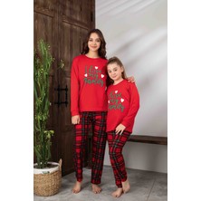 Tarık Anne-Kız Kombin Yapılabilir Uzun Kollu Ekoseli Yılbaşı Konsept Aile Bağı Pijama TAKIMI-3256