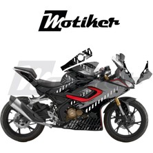 Motiker Rks Srk 125R Kaplama Motosiklet Sticker Etiket Modeli Racing Sport Desen Siyah Gri Beyaz