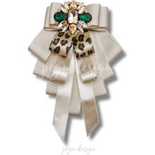 Pegu Shine Seri Ekru Grogren Kurdele Taşlı Yaka Çiçeği Broş Okul,iş,şal,gömlek