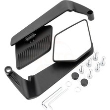 Dekohop Siyah Katlanır Universal Motosiklet Ayna Seti Rüzgar Kanatlı Modifiye Ayna