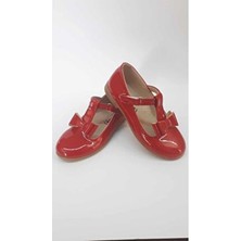 Aktaş Ortopedi Kız Çocuk Kırmızı Rugan Ortopedik Babet Ayakkabı PVC Tabanlı Suni Deri ile Günlük Kullanıma Uygun