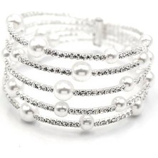 FRY Beş Sıra Incili Su Yolu Bileklik - Gümüş