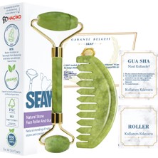 Empressco Yeşim Taşlı Yüz Masaj Seti, Roller ve Guasha, Doğal ve Sertifikalı