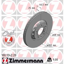 Zimmermann Ön Fren Aynası Passat 1.6-1.9tdı-2.0-1.8t 00/5.05 A4 01 A6 97SUPERB 02 Exeo 09 312X25X10DLXHAVALI x 986479057-DF4262S