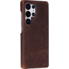 Gp Iguana Samsung Galaxy S25 Ultra Uyumlu, Hakiki Deri, El Yapımı Arka Kapak, Antik Kahve