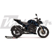 Motiker Apache Rtr 200 Kaplama Sticker Etiket Modeli Şimşek Desen Mavi Siyah
