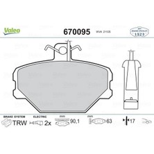 Valeo 670095 - Ön Balata Fişli Tmpr-Tipo Uno 1.4-1.6 Panda 85-04