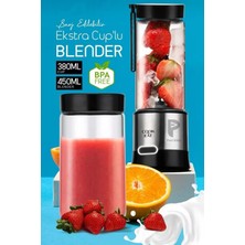 Empressco Şarjlı Taşınabilir 450 ml Smoothie Blenderi ve 350 ml Ekstra Bardak, Şık Siyah Set